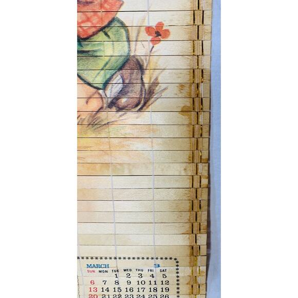 Bamboo Calendar 1988-89 Vintage Hummel Children Kitten 12.5" x 33" Double Sided - Picture 9 of 12